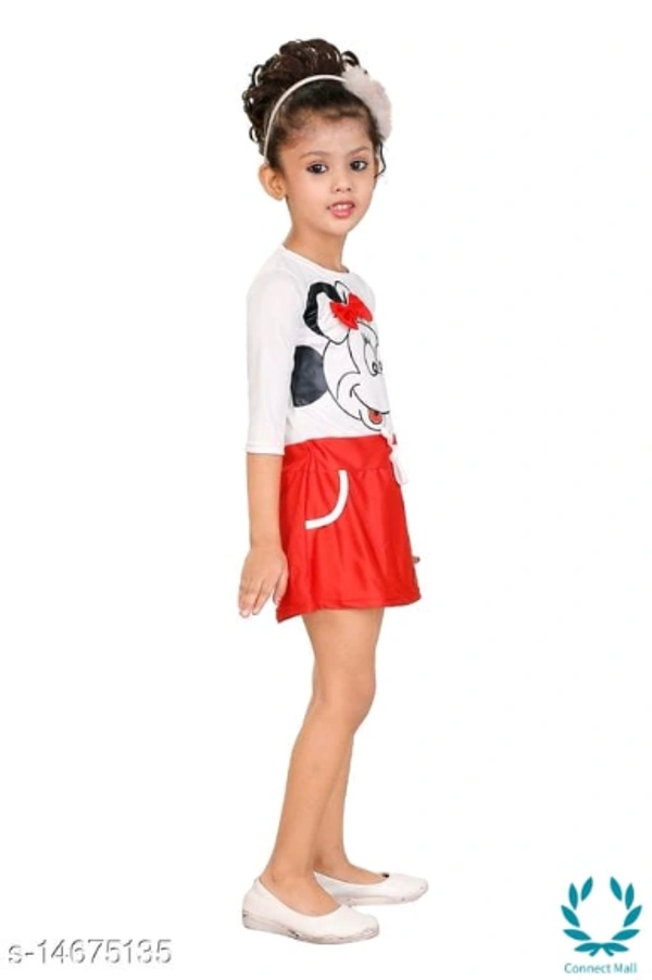 Princess Stylus Girls Frocks & Dresses - 1 Years, White/Red, Cotton Blend, Frock, Pack Of:1